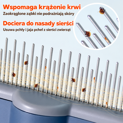 Grzebień na Pchły dla Psa i Kota – Samoczyszczący z Ergonomicznym Uchwytem