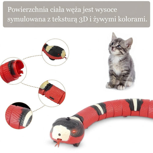 Zabawka dla Kota Interaktywna Wąż z Czujnikiem Ruchu – Ładowanie USB, Aktywna Zabawa