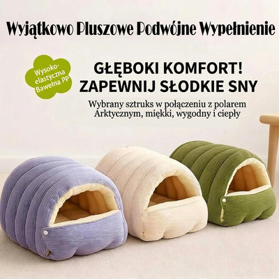 Legowisko dla Kotów i Psów Zimowe z Polarem i Zdejmowaną Poduszką – Antypoślizgowe, Miękkie