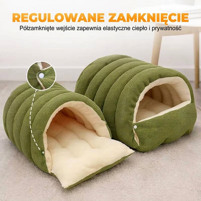 Legowisko dla Kotów i Psów Zimowe z Polarem i Zdejmowaną Poduszką – Antypoślizgowe, Miękkie