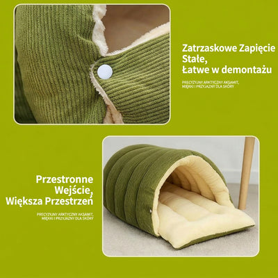 Legowisko dla Kotów i Psów Zimowe z Polarem i Zdejmowaną Poduszką – Antypoślizgowe, Miękkie