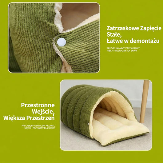 Legowisko dla Kotów i Psów Zimowe z Polarem i Zdejmowaną Poduszką – Antypoślizgowe, Miękkie