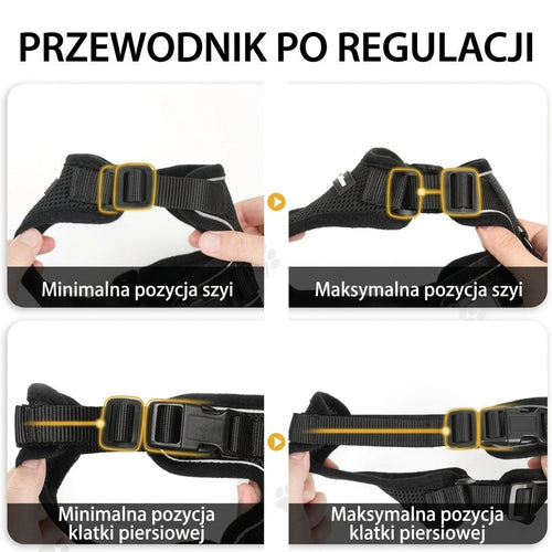 Szelki dla Kota z Regulacją i Smyczą 60 cm – Odporne na Ucieczkę z Odblaskowymi Elementami