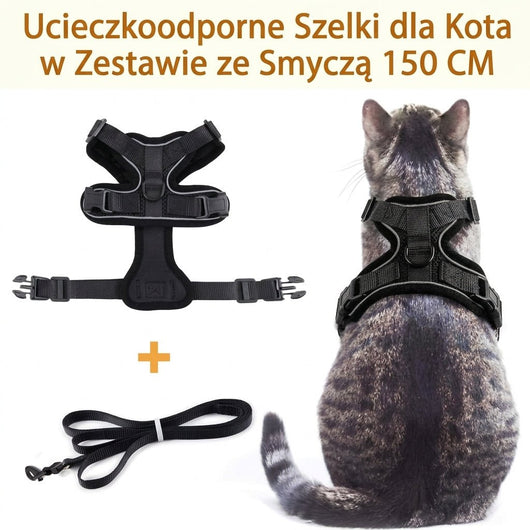 Szelki dla Kota z Regulacją i Smyczą 60 cm – Odporne na Ucieczkę, Odblaskowe Elementy 4