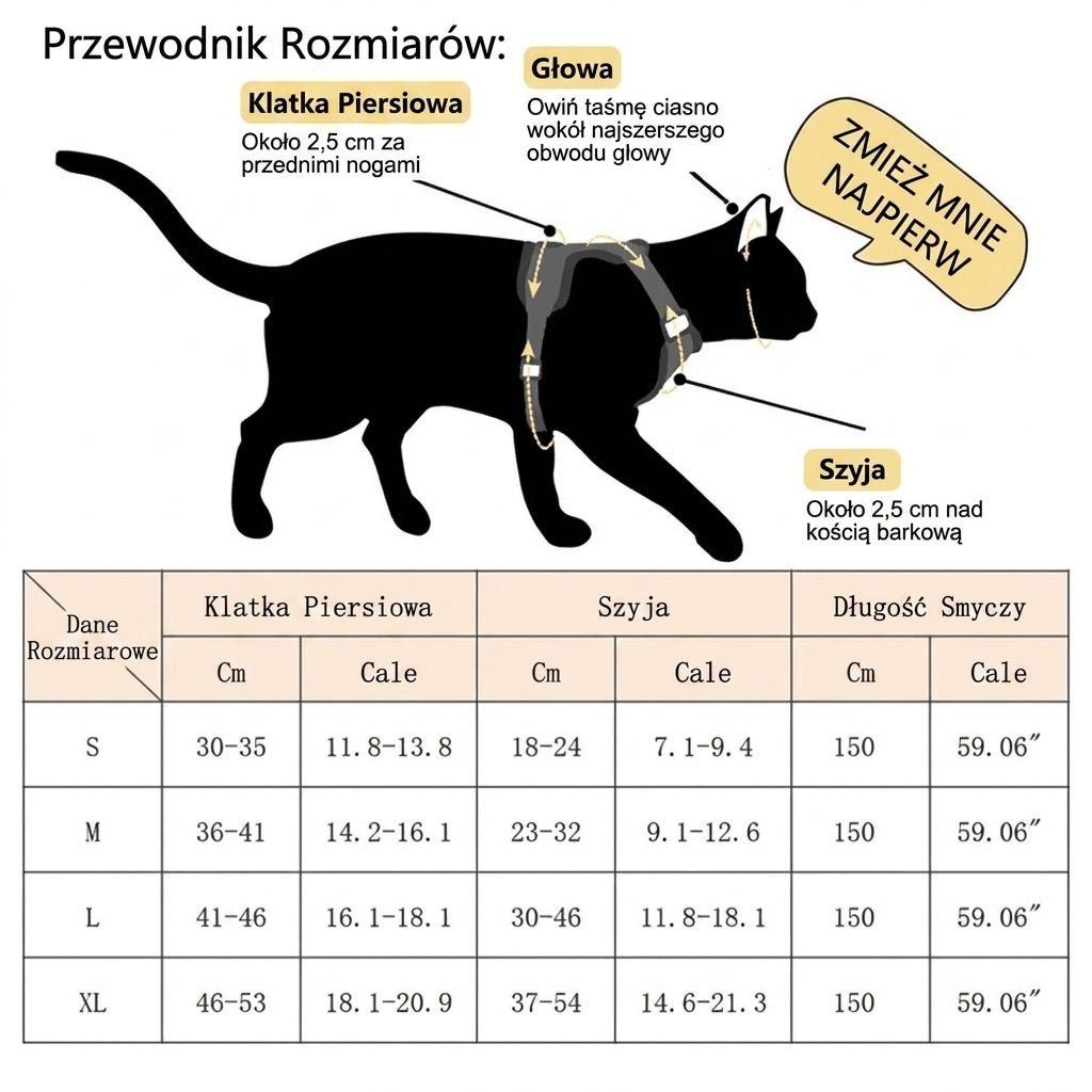 Szelki i Smycz dla Kota z Odblaskowymi Elementami – Regulowane, Oddychające, 1,5m 6
