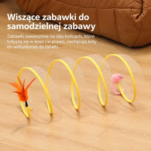 Tunel dla Kota Sprężynowy z Wiszącymi Zabawami – Interaktywna Zabawka dla Kociąt i Dorosłych