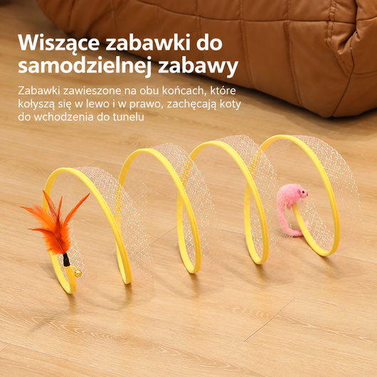Tunel Dla Kota Sprężynowy z Wiszącymi Zabawami – Interaktywna Zabawka dla Kociąt i Dorosłych Kotów