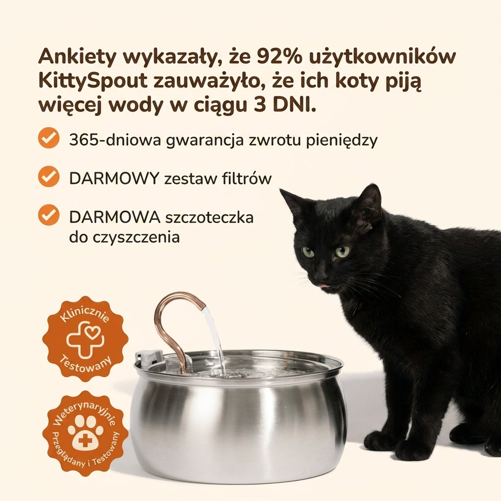 Fontanna dla Kotów ze Stali Nierdzewnej z Wielostopniowym Filtrem